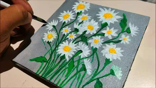 Easy Acrylic Daisy Flowers Painting/Easy for beginners