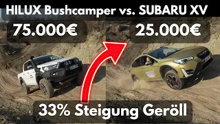 33% Steigung! Rentnerauto gegen Off-Road Hilux. Wer kommt den Berg hoch? Subaru XV Forester EXTREM