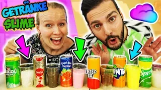 GETRÄNKE SLIME CHALLENGE Fanta, Cola & Sprite Schleim | Wer hat den coolsten Slime? Kathi vs. Kaan