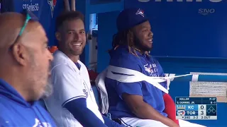 Vladimir Guerrero Jr. Gets Taped To The Dugout By His Teammates