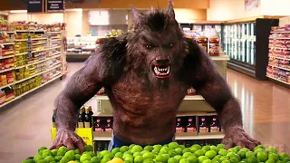 Hombre lobo en el supermercado