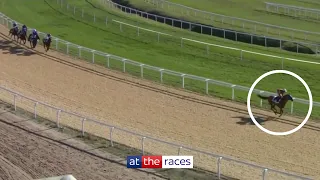 EXTRAORDINARY! Horse jumps shadows but holds on to HUGE lead to win