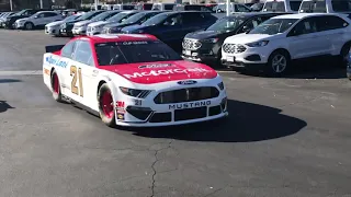 The #21 Wood Brothers Racing Mustang visits Raceway Ford!