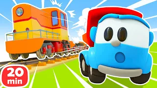 Leo und Co. Leo der Lastwagen baut eine Lokomotive und Bahnstation. Zeichentrickfilme für Kinder