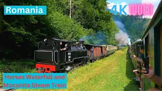 Horses Waterfall and Mocanita Steam Train 4K