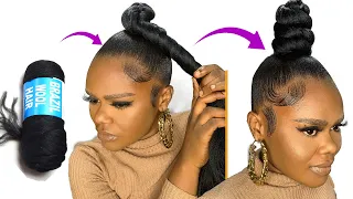 😱 5 MINUTES QUICK HAIRSTYLE USING BRAZILIAN WOOL