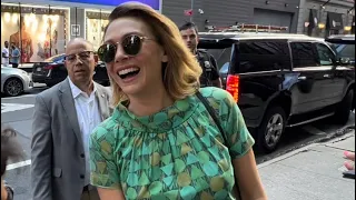 WandaVision and Doctor Strange Star Elizabeth Olsen Signs Autographs and Takes Selfies at GMA in NYC