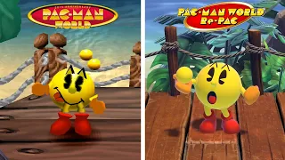 Pac-Man World Re-Pac - Animation Comparison (Original vs Remake) - Side by Side