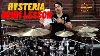 How to play Hysteria by Muse on Drums - Drum Lesson