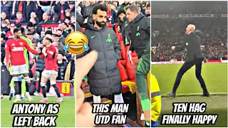 🤣Antony couldn't believe Ten Hag asked him to play left-back and Man Utd fan had the perfect seat