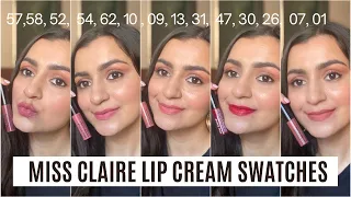 Miss Claire Soft Matte Lip Cream SWATCHES | 14 Shades ALL Swatched on Indian Skin | Zeal Thakker