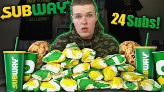 ONE MAN VS EVERY SUBWAY SANDWICH! | 24 SUBS | CRAZY FOOD CHALLENGE