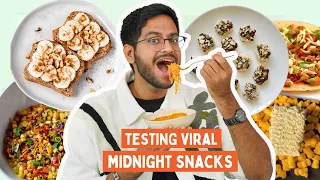 TESTING VIRAL MIDNIGHT SNACK RECIPES 😳 | PUFFCORN MAGGI, KHAKHRA PIZZA, SPICY BHUJIA & MUCH MORE