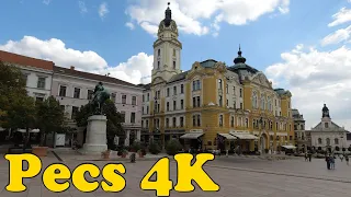 Walk around Pecs Hungary. [4K]