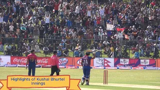 Kushal Bhurtel broke bat and hit three six a over | Highlights of Kushal Bhurtel Inning in T20 Final