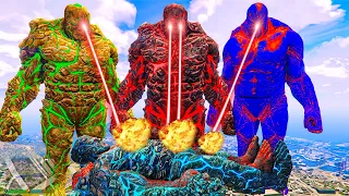 FRANKLIN HELPING ICE & LAVA GOD TO SAVE THEM FROM GOD FATHER TITAN & RED SUN GOD IN GTA 5