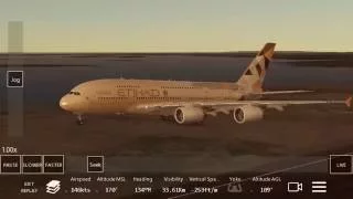 Etihad a380 landing on JFK aitport runway 13!!!