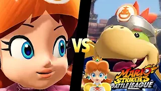 Mario Strikers Battle League Team Daisy vs Team Bowser Jr in Lava Castle