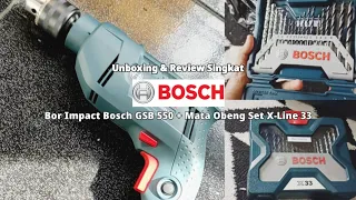 Unboxing & Review Impact Drill Bosch GSB 550, Bor Beton Wajib Punya | Mata Obeng Set X-Line 33