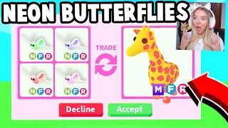 Trading EVERY *NEW* NEON BUTTERFLY in Adopt Me!