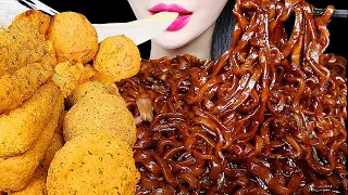 ASMR MOZZARELLA CHEESE STICKS BLACK BEAN NOODLES, 짜장라면 뿌링클 치즈스틱 치즈볼 먹방 EATING SOUNDS MUKBANG