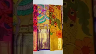 Kanchipuram pure silk sarees full jacquard Kalamkari unique designer collection₹20000#shorts