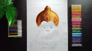 Hanuman ji Drawing,  Lord Hanuman Drawing,  Oil pastel Drawing