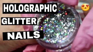 HOW TO HOLOGRAPHIC GLITTER FADE ACRYLIC NAILS ♥