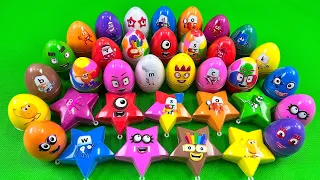 Rainbow Eggs: Finding Numberblocks with CLAY in Stars Coloring! Satisfying ASMR Videos