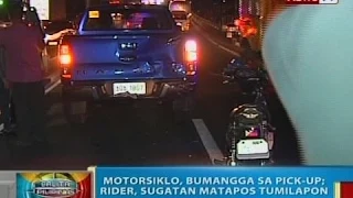 BP: Motorsiklo, bumangga sa pick-up sa Maynila; rider, sugatan matapos tumilapon