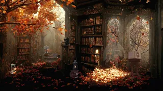 Halloween ASMR | Halloween Ambience Haunted Library In The Woods With Ambient Scary  Music