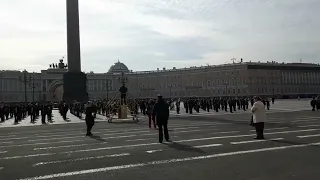 Репетиция оркестра на Дворцовой площади ко Дню Победы