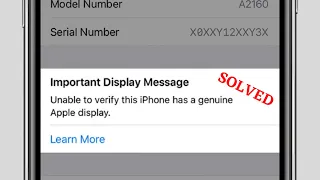 {SOLVED} UNABLE TO VERIFY THIS IPHONE HAS A GENUINE APPLE DISPLAY - FIXED IPHONE DISPLAY  MESSAGE