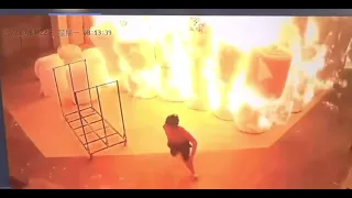 Curious worker sets warehouse ablaze testing foam's flammability.