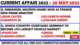 20 May 2022 Current Affairs Question | India & World Current Affair | Current Affairs 2022 May |