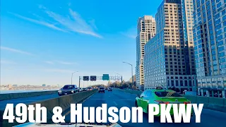 New York City Driving-Crosstown via 49th St Henry Hudson Parkway to Upper West Side 01122024 HDR 4K