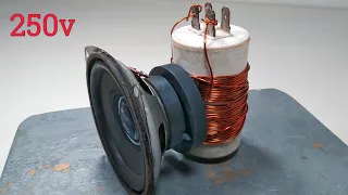 I Create​ 250v Free Energy Generator Powerful Electricity Transformer Fan Capacitor And Speaker