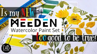 Wow! How can great watercolor paints cost this little? Swatching & demo of Meeden Art's 24 tube set