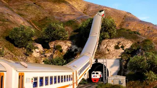 KERETA API SILANG X TERBANG KE SURGA | Longest Train Flying in the World
