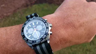 43mm Tag Heuer F1 Chronograph Black on Bond in 4K