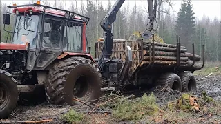 4x4 logging in wet forest-MTZ+Palms..(HD)