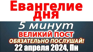 Евангелие дня с толкованием 22 апреля 2024 года Понедельник. Святые дня. Календарь. Великий Пост