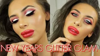 GLITTER CUT CREASE RED LIP DRUGSTORE TUTORIAL