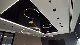 Glossy black PVC stretch ceiling design