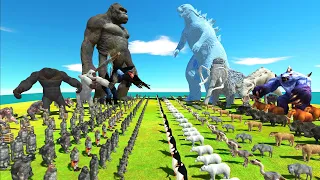 King Kong War - King Kong Family VS Team Godzilla Ice - Animal Revolt Battle Simulator