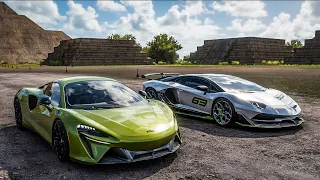 Forza Horizon 5 Drag Race: McLaren Artura vs Lamborghini Aventador SVJ