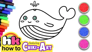 How To Draw Whale Easy | Cute Animals Drawing And Coloring | Chiki Art | Hooplakidz HowTo