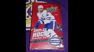 Opening a 2021-22 upper deck extended series hobby box