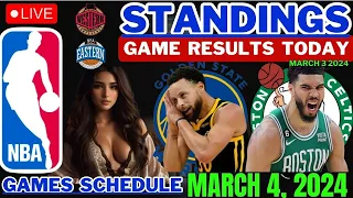 Nba standings today march 3, 2024 | nba game results | games schedule march 4, 2024 CELTICS WARRIORS