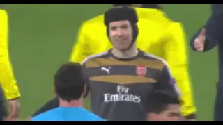 Messi and Cech after Barca - Arsenal game